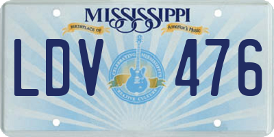 MS license plate LDV476