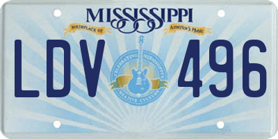 MS license plate LDV496
