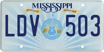 MS license plate LDV503