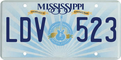 MS license plate LDV523