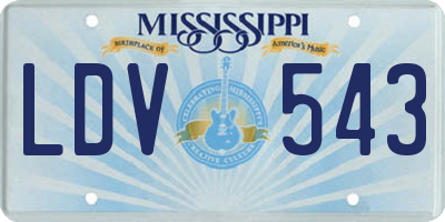 MS license plate LDV543