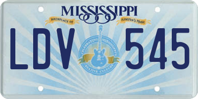MS license plate LDV545