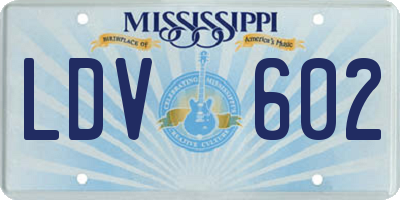 MS license plate LDV602