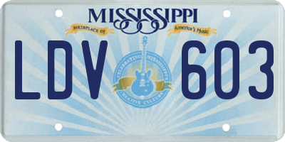 MS license plate LDV603