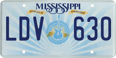 MS license plate LDV630
