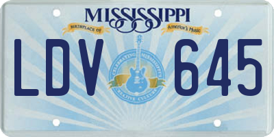 MS license plate LDV645