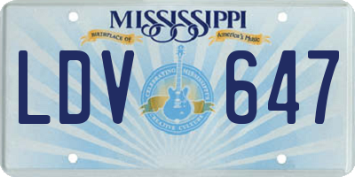 MS license plate LDV647