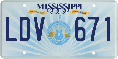 MS license plate LDV671