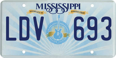 MS license plate LDV693