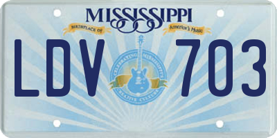 MS license plate LDV703