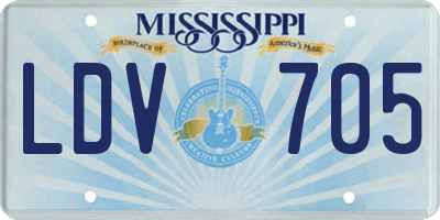 MS license plate LDV705