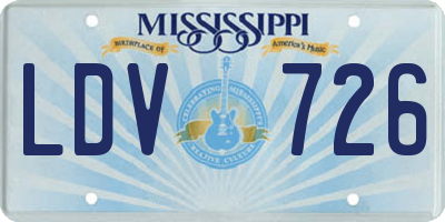 MS license plate LDV726