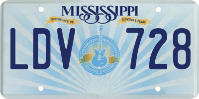 MS license plate LDV728