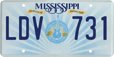 MS license plate LDV731