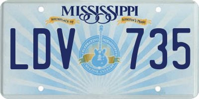 MS license plate LDV735