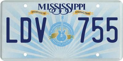 MS license plate LDV755