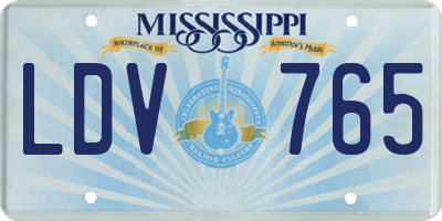 MS license plate LDV765
