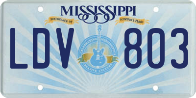 MS license plate LDV803