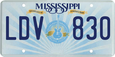 MS license plate LDV830