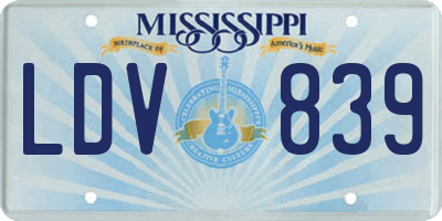 MS license plate LDV839