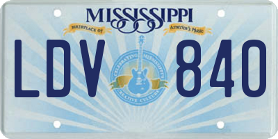 MS license plate LDV840