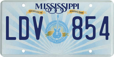 MS license plate LDV854