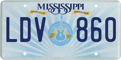 MS license plate LDV860