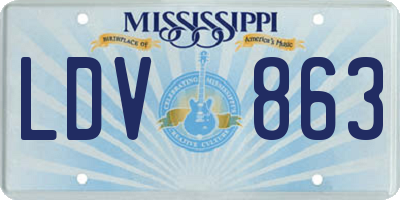 MS license plate LDV863
