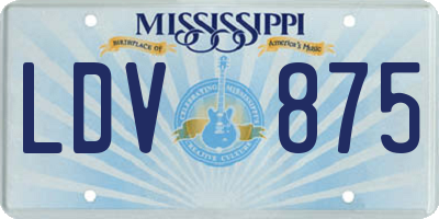 MS license plate LDV875