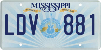 MS license plate LDV881