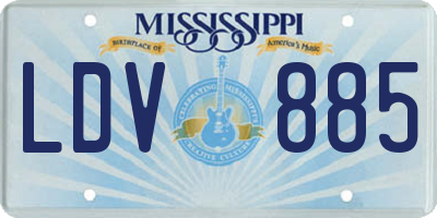 MS license plate LDV885