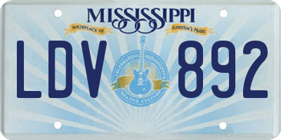 MS license plate LDV892