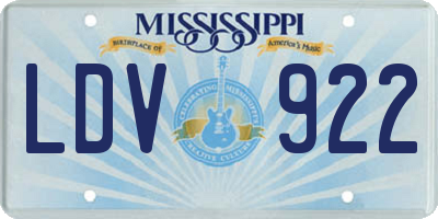MS license plate LDV922