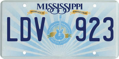 MS license plate LDV923