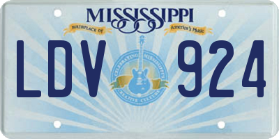 MS license plate LDV924