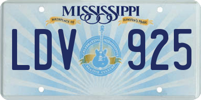 MS license plate LDV925