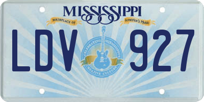 MS license plate LDV927