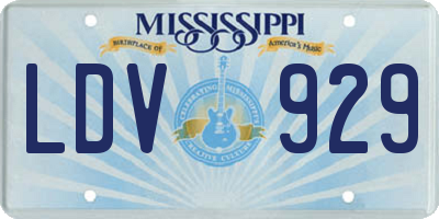 MS license plate LDV929