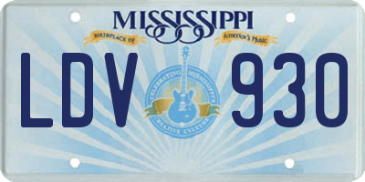 MS license plate LDV930