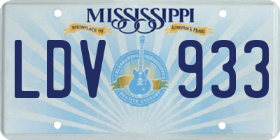 MS license plate LDV933