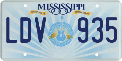 MS license plate LDV935