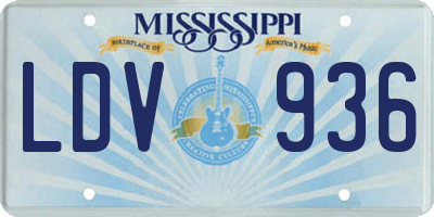 MS license plate LDV936