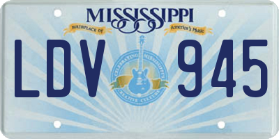 MS license plate LDV945