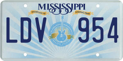 MS license plate LDV954