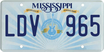 MS license plate LDV965