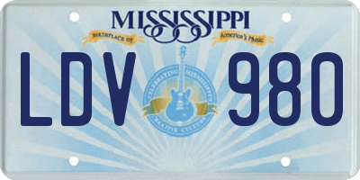 MS license plate LDV980