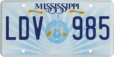 MS license plate LDV985