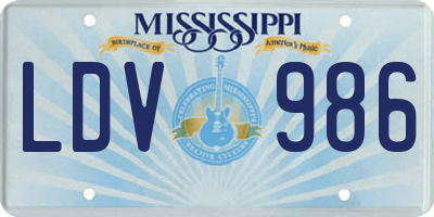 MS license plate LDV986