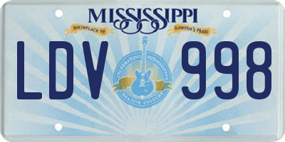 MS license plate LDV998