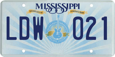MS license plate LDW021
